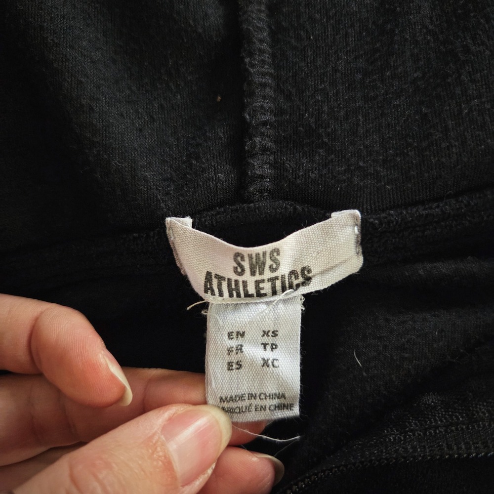 Velour Zip Up Hoodie SWS Athletics Black Cherry Rhinestone Y2K Cropped XS Jacket - Picture 6 of 6